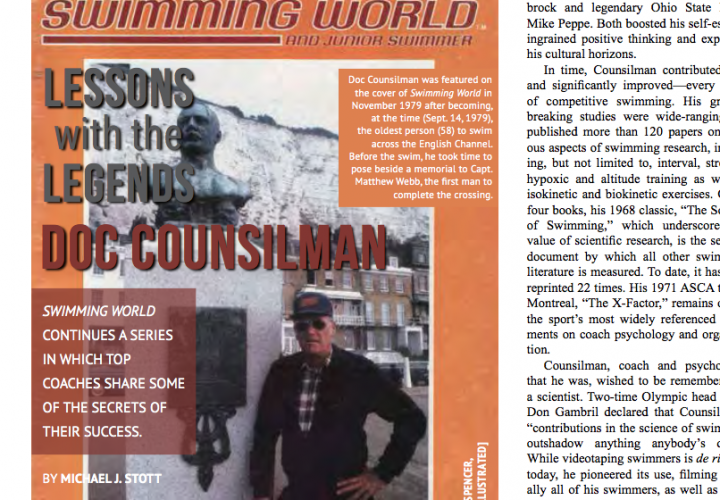 Swimming World Presents Lessons With The Legends Doc Counsilman