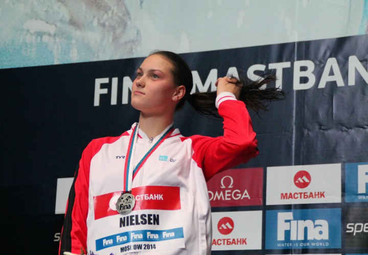Mie Nielsen Clips Meet Record in 100 Back Semis at Euros