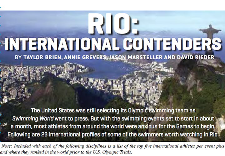 Swimming World Presents RioInternational Contenders